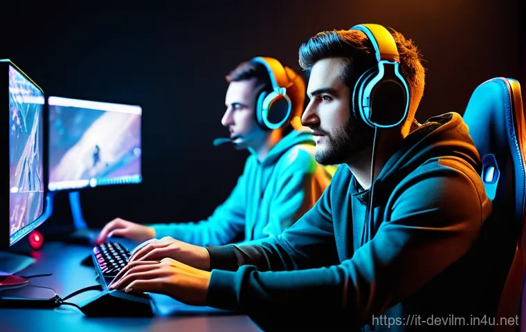 데블 M 스트리머 협업 이벤트 - **Dynamic Italian Streamer Duo: An Epic Gaming Session.**
    Prompt: A vibrant and energetic scene ...