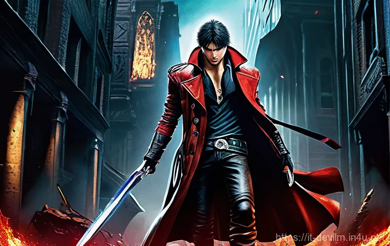 데블 M 사운드 트랙 - **Character: Nero (Inspired by "Devil Trigger")**
    A dynamic, full-body shot of Nero from Devil M...