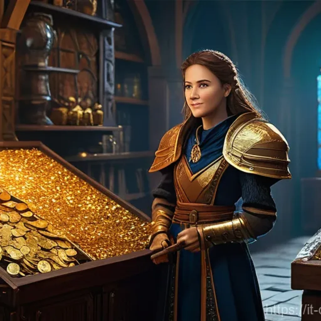 데블 M 신규 유저 혜택 - **Prompt 1: The New Champion's Discovery**
    "An excited young female adventurer, about 18 years o...