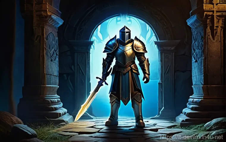 데블 M 메인 퀘스트 진행법 - **Prompt: The Unveiling Path**
    A majestic, heroic Crusader, clad in polished, intricate plate ar...