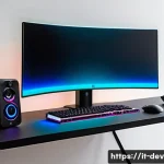 데블 M 특별 이벤트 기간 정보 - A sleek modern gaming setup in an Italian home, featuring a high-refresh-rate 240Hz monitor displayi...