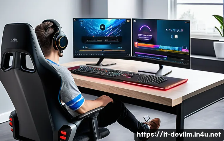 데블 M 트위치 방송 가이드 - A modern streaming setup featuring a sleek gaming room with advanced audio and video equipment: a hi...