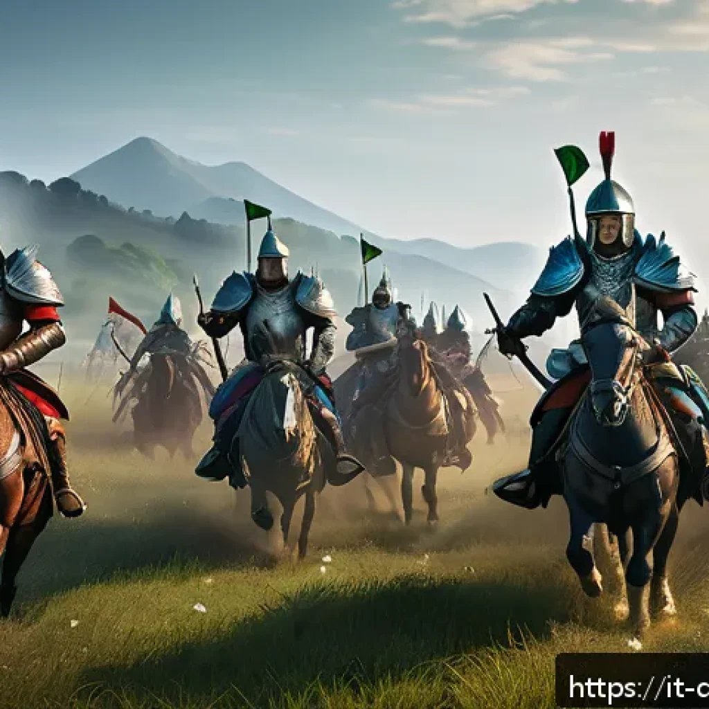 데블 M 공략법 - A dynamic fantasy battle scene featuring a diverse group of well-equipped units arranged in a strate...